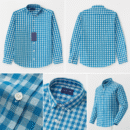 Check Shirt 100% Cottan - Light blue