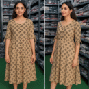 Printed Cotton Anarkali Kurti womens - Light Beige