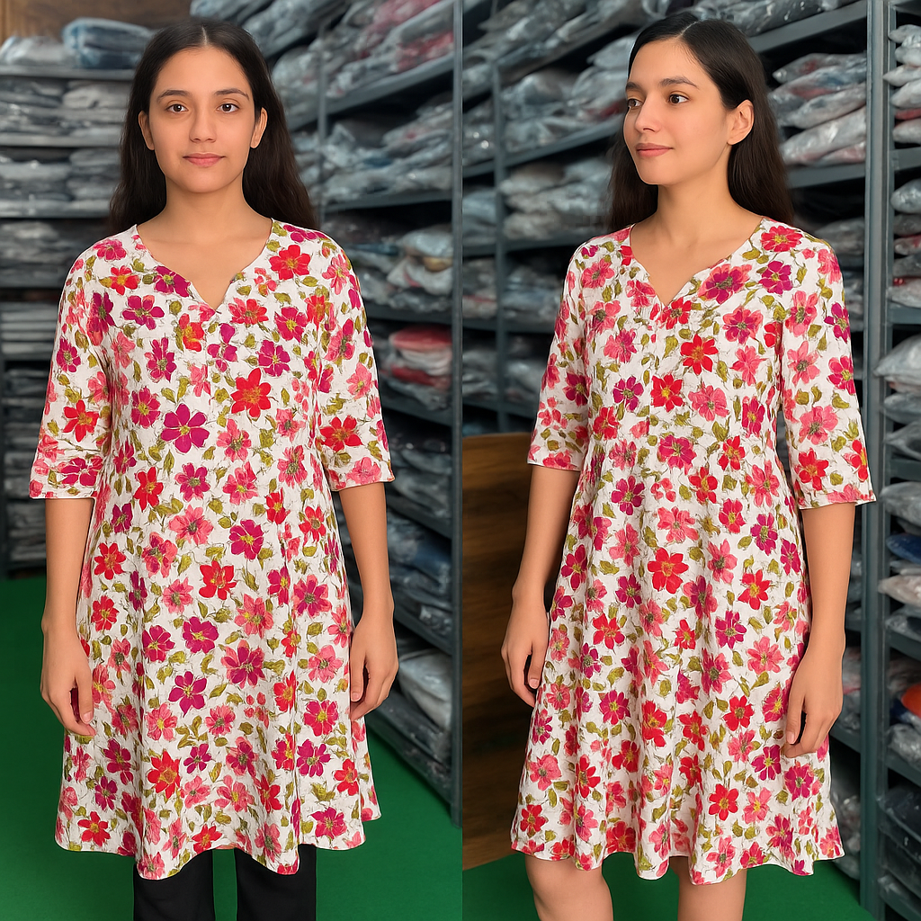 Printed Cotton Anarkali Kurti womens - Image 4