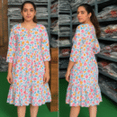 Printed Cotton Anarkali Kurti womens - Peach Coral