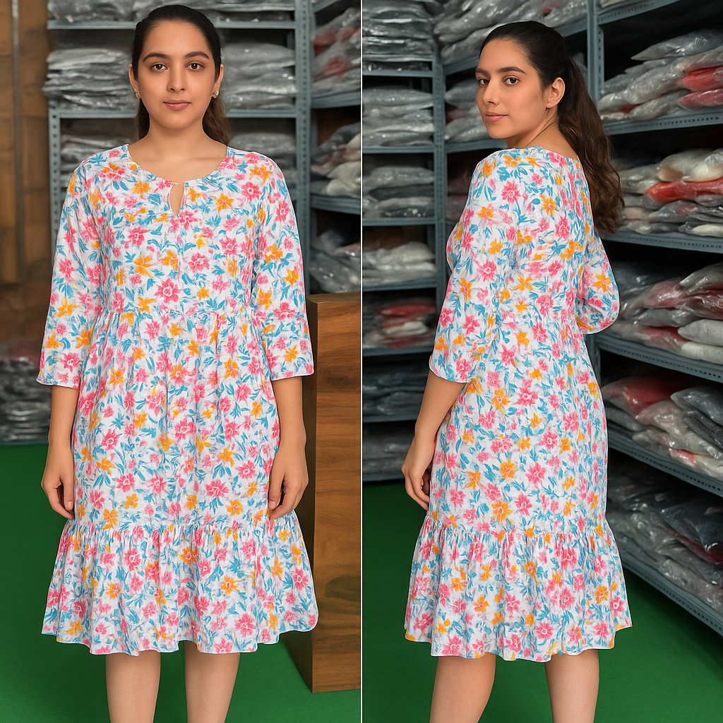 Printed Cotton Anarkali Kurti womens - Image 5