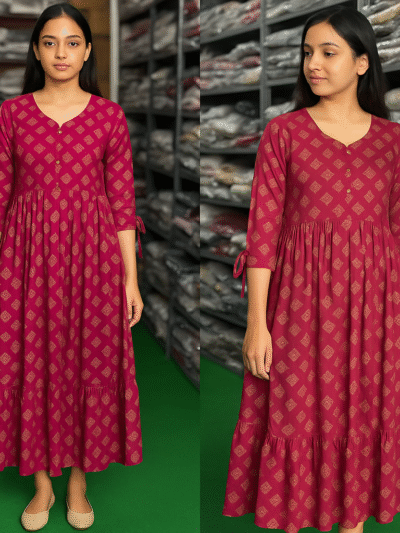 Printed Cotton Anarkali Kurti womens